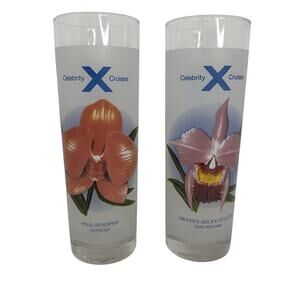 2 Celebrity Cruises Tall Collins Glasses Bon Voyage With Drink Recipes